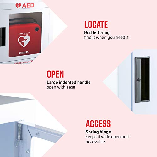 Stainless Steel Aed Cabinet | 16 X 6 X 15 Inch Wall Mount Storage Cabinet For Defibrillators | Compact Aed Surface Mount Cabinet Equipped Door-Activated Alarm #TOP6