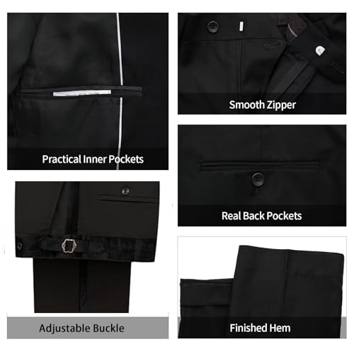 Men's 3 Piece Slim Fit Cotton Square Patterned Jacquard Shawl Lapel with Stone Tuxedo Suit for Wedding Prom Dinner4