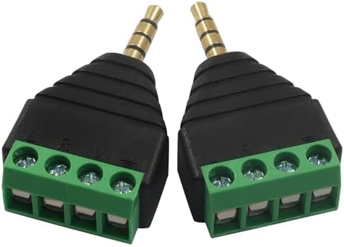 2피스 3.5mm 4극 스테레오 TRRS 오디오 비디오 수 - 4 스크류 터미널 암 헤드폰 교체 납땜 발럼 컨버터 어댑터 — 사진 5