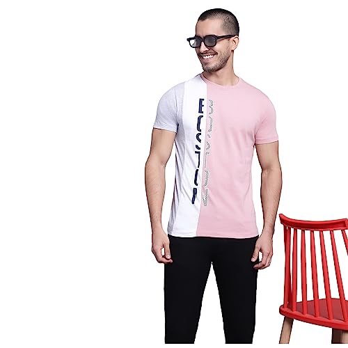 Image of Cantabil Men Cotton Blend Round Neck Half Sleeve Printed T-Shirt (P MTSH00301)