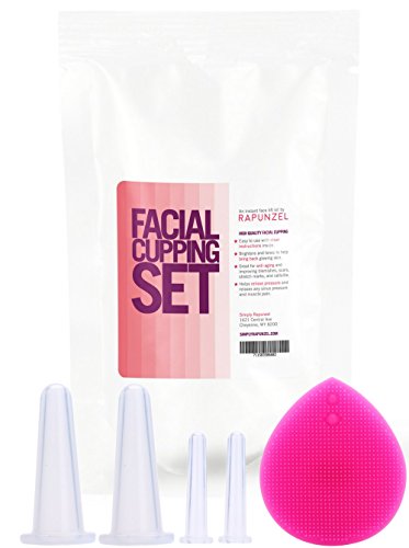 Rapunzel Facial Cupping Set, Natural Anti Aging Kit with Silicone Suction Cups and Cleanser Brush, Reduces Wrinkles and Blemishes