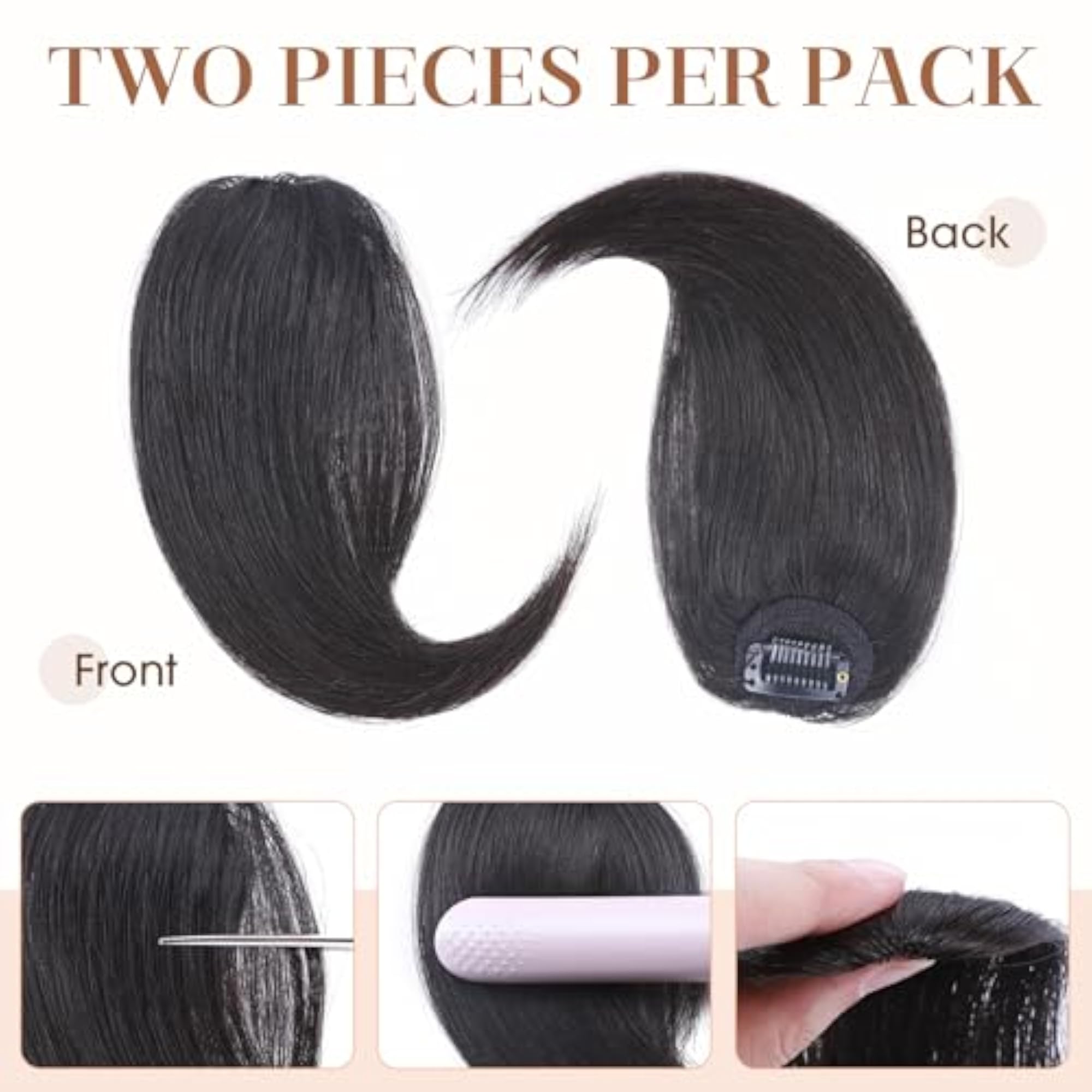 Clip in Wave Side Bangs Extensions, 100% Human Hair