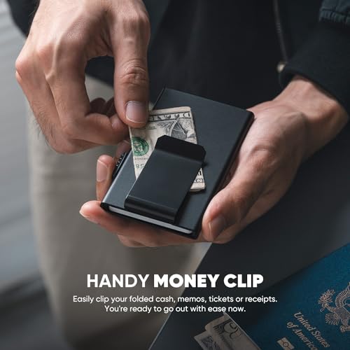 VULKIT Porta-cartões de crédito minimalista, com proteção RFID, fina, de metal, porta-cartões, Versã