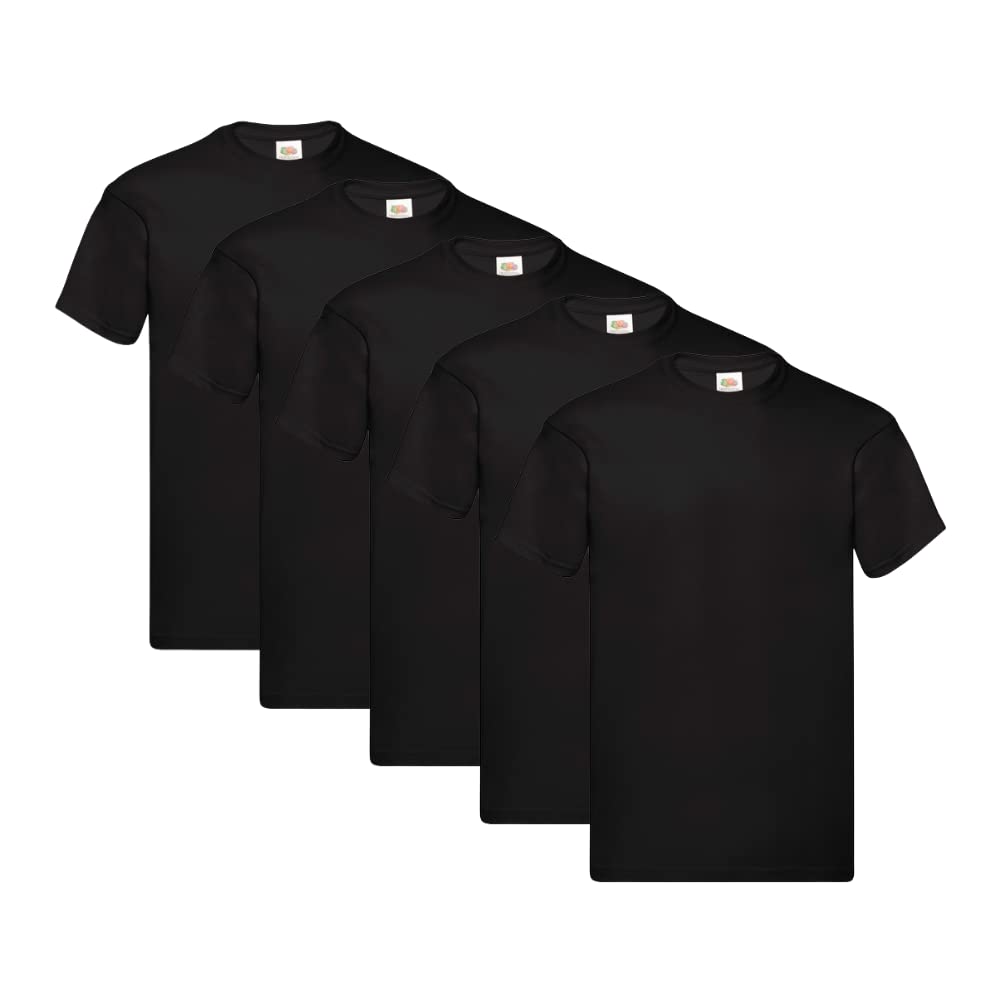 Fruit of the Loom Men's Original T. T Shirt, Black, XXL UK