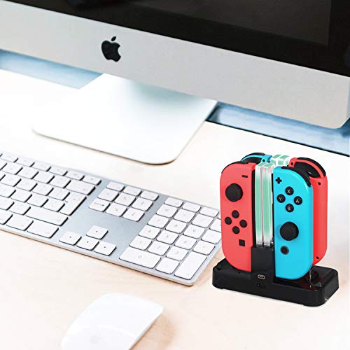 Charging Station for Nintendo Switch, Nintendo Switch Joy Con & Wireless Pro Controller Charging Dock Stand with Indicator Type C Cable