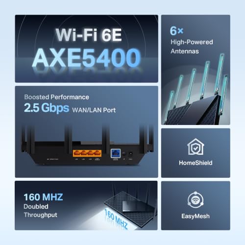 Image of TP-Link AXE5400 Tri-Band WiFi 6E Router (Archer AXE75), 2025 PCMag Editors' Choice, 2.5Gbps WAN Port for Gaming & Streaming, 6GHz Band, 160MHz, OneMesh, Dual-Core CPU, VPN & WPA3 Security
