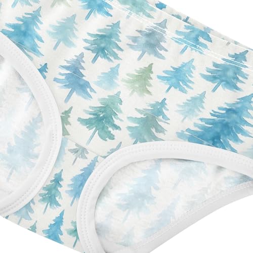 Joisal Watercolor Pine Trees Blue White Girl Panties Cute Girls Underwear Toddlers Cotton Colorful Briefs Kids Undies 2t4