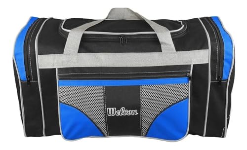 Bolsa Mala De Viagem Grande 112l Alças De Mão E Ombro (Preto/Azul)