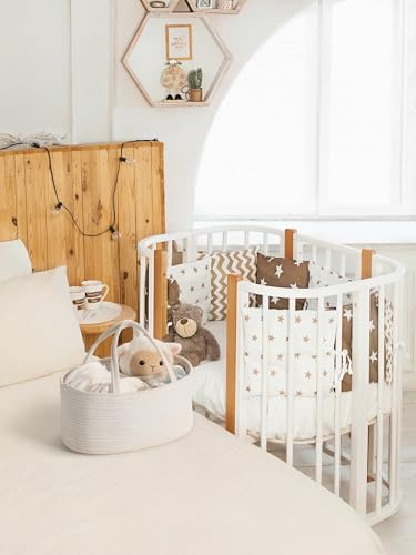 Image of Diaper Caddy Organizer, Empty Gift Basket for Newborn Essentials, Baby Storage Basket, Stylish Gift Bag for Baby Shower, Boys and Girls - Small, Off White