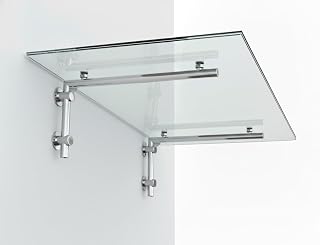 Glaszentrum Hagen - Glasvordach Vordach Pavillion Türvordach Markise Haustürvordach VSG-Glas inkl. Edelstahlhalter (Typ - L, 130x90cm)