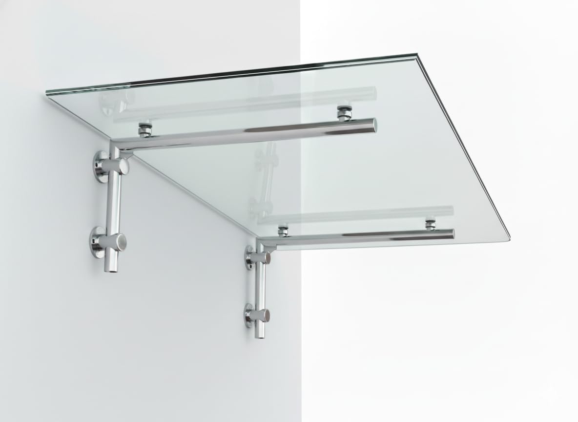 Glaszentrum Hagen - Glasvordach Vordach Pavillion Türvordach Markise Haustürvordach VSG-Glas inkl. Edelstahlhalter (Typ - L, 200x90cm)