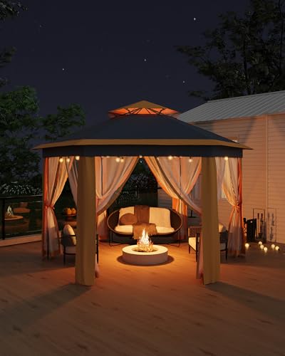 image for GarveeLife 13'x13' Pop-Up Gazebo, Outdoor Hexagonal Patio Gazebo with 