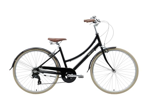 Bobbin Brownie 7 Speed Gear Adult Bike Mens/Ladies Bicycle 700c 29 Inch Wheel Dutch Style City Boys and Girls Bike with Alloy Frame (M/L, Black)