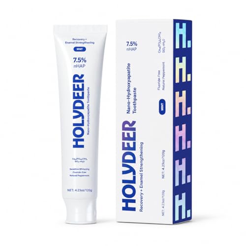 Holydeer Nano-Hydroxyapatite Toothpaste, Mint, 7.5% nHAP, Fluoride-Free, Sensitive Whitening, Enamel Strengthening, 4.23 oz