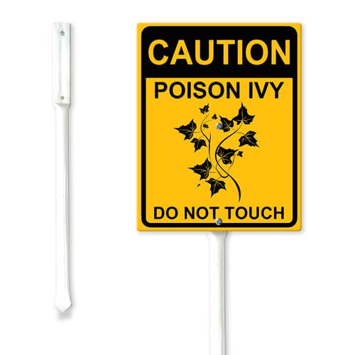 Geroclonup Caution Poison Ivy Yard Sign 17.5x22cm Sturdy Aluminum Yard Signs Rust Free Garden Decorations Rustproof Standing Lawn Sign for Outdoor Decor Warning Signs