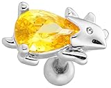 [From da Phactory] フロム ダ ファクトリー 恐竜 トリケラトプス ジュエル ストレートバーベル ステンレス 軟骨ピアス ボディピアス 1個(20G シルバー)