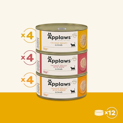 Applaws 100% Naturalna Mokra Karma dla Kotów, Multipack Wybór Kurczaka w Rosole 156 g Puszka (Opakowanie 12 szt.)