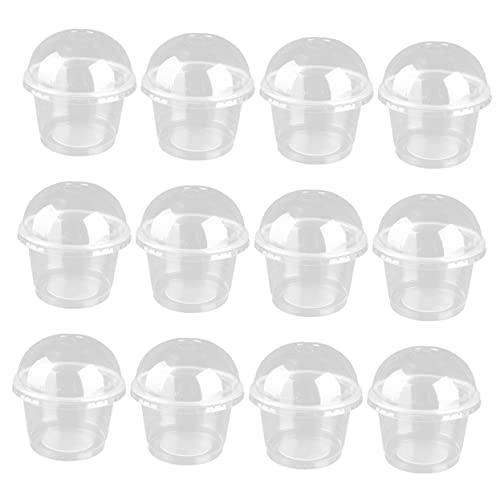 TOVINANNA 100Pcs Thickened Multipurpose Storage Cups with Lids Transparent Dessert Cups for Snacks Cakes and Pastries Practical Cupcake Containers for Buffets and Parties