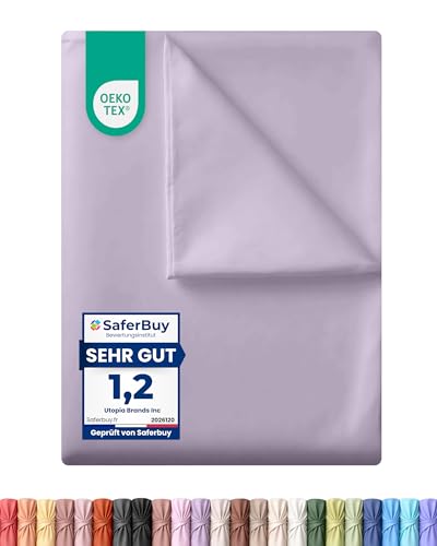 Utopia Bedding - Bettlaken ohne Gummizug - 270x290cm - Lavendel – Ansicht 1