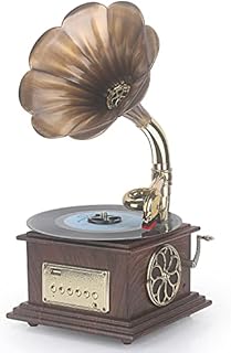 Mini Retro Gramophone Record player with Bluetooth-in USB FM Radio for Home Living Room Decor, Great Collection Gift for Family and Friends