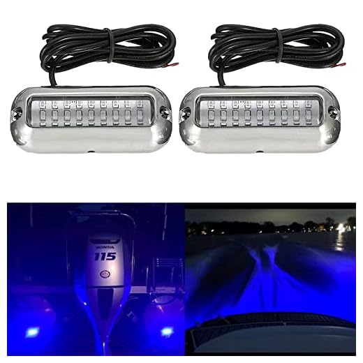 Kqiang Waterproof Marine Boat Light Stainless Steel 27 LEDs Blue Underwater Pontoon Marine Boat Transom Lights Pack of 2(Blue)