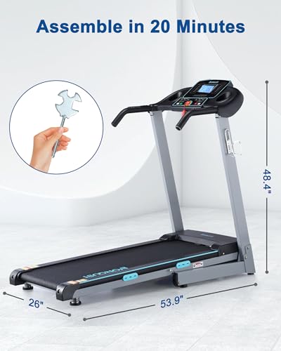 BORGUSI Treadmill with Auto Incline - 300 lb Capacity, 3.0HP Folding Electric Treadmill Up to 8.5 MPH Speed, Running Machine with 17.5" Wide Tread Belt and Bluetooth Speaker for Home Use - Image 4