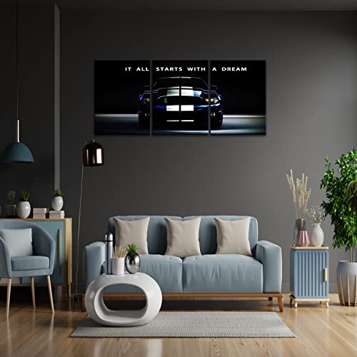 Kawahone It All Starts With A Dream - Motivational Canvas Wall Art,Office Inspirational Poster Prints Quotes Wall Decor Gallery-Wrapped Frame Easy Hang- 16" Wx 24" Hx 3 Pcs #TOP6