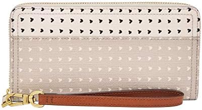 Fossil Women's Logan Leather RFID-Blocking Zip Around Clutch Wallet with Wristlet Strap