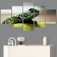 SIGNWIN 5 Panel Canvas Wall Art Alligators Closeup Dramatic Expressionism Hallway Minimalist Multicolor for Home Decorations Ready to Hang - 60