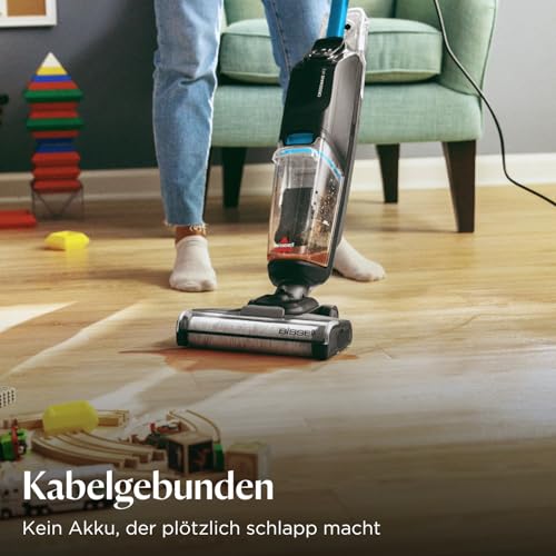 Bissell CrossWave HF2, Nass Trockensauger mit Kabel, Saugen & Wischen in Einem, Leichtgewichtiger Nasssauger, Saugwisher mit Hoher Leistung, Waschsauger, Wischsauger, Nur für Harte Böden, 3845N