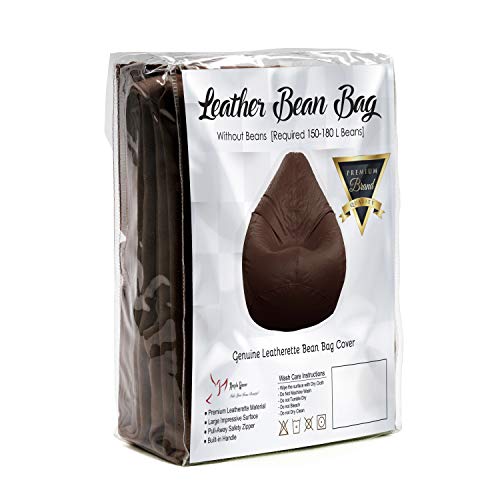 Ample Decor Bean Bag Cover (No Filling), Plush Toys Storage Soft Leatherette, Water Resistant, Durable Construction Sturdy Zipper, Ideal For Teenagers, Kids - Tan Brown #TOP6
