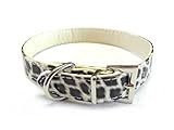 Gr. S  / 5- fach verstellbar Elegantes Hunde Halsband - Leopard weiß - Gr. S / Länge 41 cm