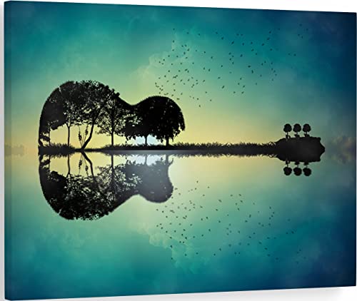 Pavaieics Guitar Wall Art Canvas Poster Prints Music Art Wall Decor Abstract Guitar Tree Island Picture Artwork For Bedroom Living Room Music Room Wall Decoration - 24X36 Inch #TOP10