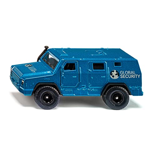 siku 1926, Furgón blindado Rheinmetall Survivor, Coche de juguete, 1:50, Metal/plástico, Azul, Apertura de puertas, incluye pegatinas varios idiomas y 4 lingotes de oro