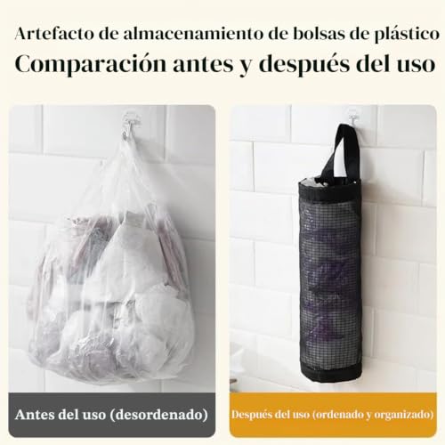Miniatura 4 de Wuyji Cubos Para Usar Con Bolsas De La Compra, Estante Para Bolsas De Plástico 2 Piezas Con Ganchos Adhesivos - Organizador Colgante Para Bolsas De Basura Negro, Amarillo