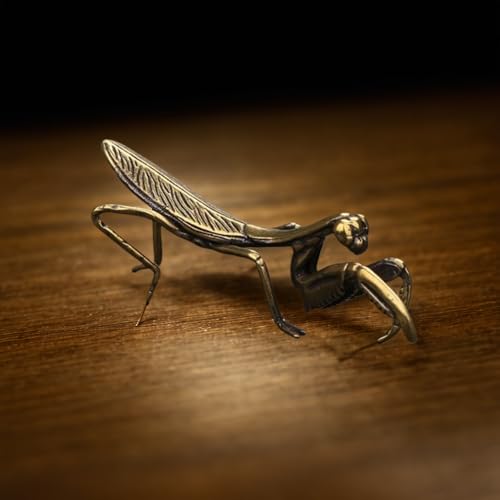 Jarbins 1 Pc Copper Praying Mantis Metal Brass Statue Sculpture Animal Insect Figurines For Graden Lawn Patio Ornaments Art Tea Table Decor Collectible thumb #6