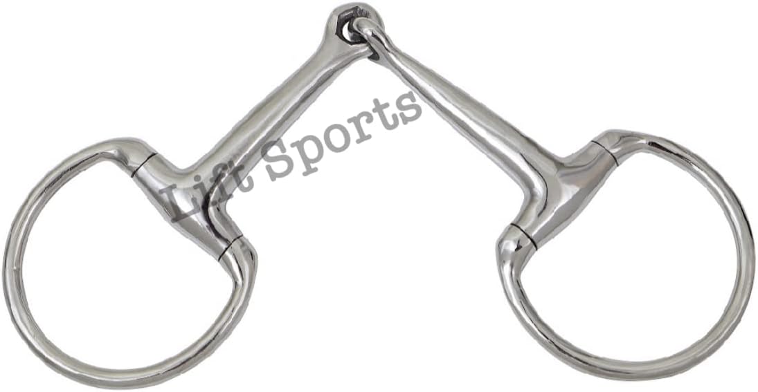 EGGBUTT Snaffle Horse Bit Jointed Stainless Steel Silver Polish Equestrian Tack (4.75 Inch)