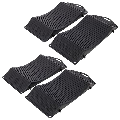 4 Packs Tire Saver Ramps, Non-Slip Prevent Flat Spots Caused by Long Parking, Flat Tire Prevention Tire Ramps, Quality Portable Handle Design for Easy Movement Suit (Black, 19