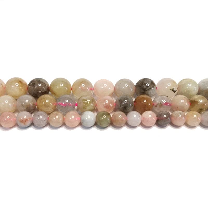Bracelet Perles En Morganite Et Pierres Naturelles - Fait Main, Taille Sur Mesure - Neuf
