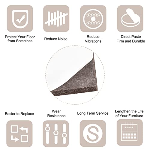 Uxcell Felt Furniture Pads, 2-Inch X 2-Inch Self Adhesive Cuttable Anti Scratch Square Floor Protectors For Furniture Legs Hardwood Floor, Brown 12Pcs #TOP4