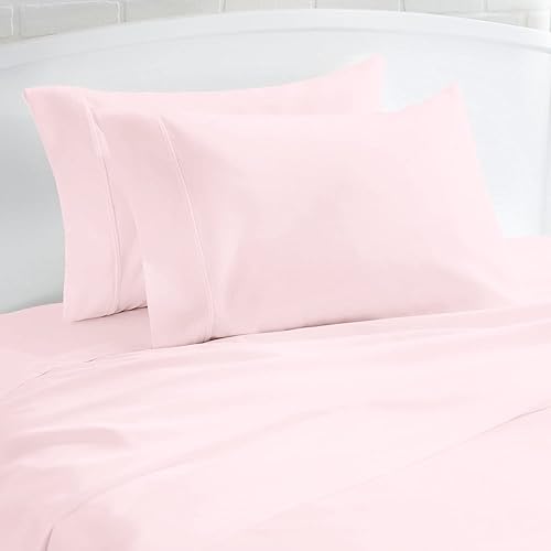 Miniatura 3 de Juego de 2 fundas de almohada de 1000 hilos 100 % algodón egipcio, color rubor Queen, almohadas de fibras largas peinadas 100% algodón natural puro