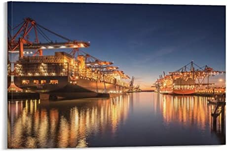 Canvas Street Landscape Art Poster in Hamburg Harbour, Germany Poster for Room Aesthetic Posters & Prints on Canvas Wall Art Poster for Room 24x36inch(60x90cm)