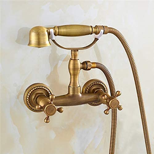 Robinet de douche en laiton antique et céramique noble