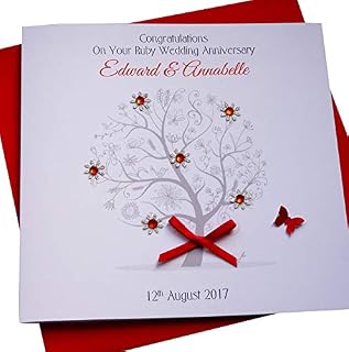 Handmade Personalised Ruby / 40th Wedding Anniversary Card