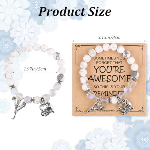 Cheer Bracelet with Encouragement Card, Cheerleading Charm Beaded Bracelets Cheer Team Gifts Cheerleading Jewelry for Cheer Team Cheerleader2