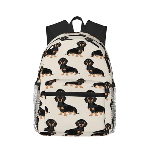 Yyoretp Unisex-Rucksack mit Dackel-Motiv, Oxford-Rucksack, Wanderrucksack, Reisen, Outdoor-Schultertasche