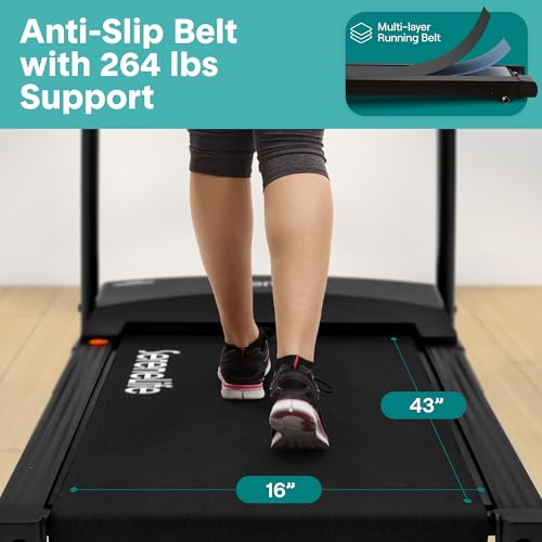 Image of SereneLife Treadmill with Incline & Handle Bars | Compact Portable Walking Pad & Treadmill for Home /Apartment | Wide Running Belt 40 inch x 16 inch | Includes Workout Trainer Program with Bluetooth App