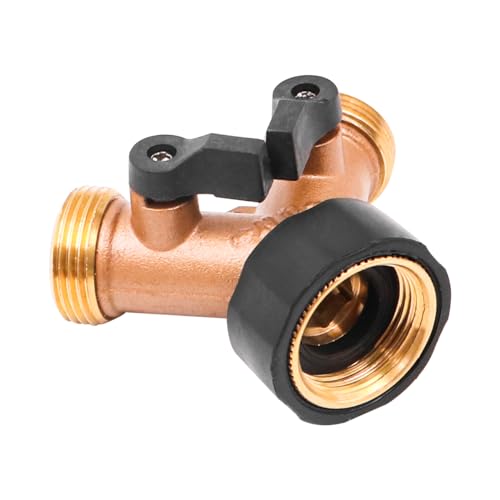 ZONADAH Brass Garden Hose Splitter 2 Way Garden Hose Adapter 3/4 inch Faucet Hose Y-Connector Irrigation Valve Diverter Connector for Garden Farm Watering - Image 3