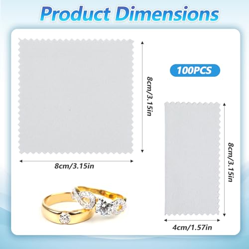 100 paños de limpieza de plata para joyas, paño de pulido reutilizable, gamuza de plata para joyas, paño de limpieza para limpieza de joyas de plata y plata, oro, latón - imagen 2