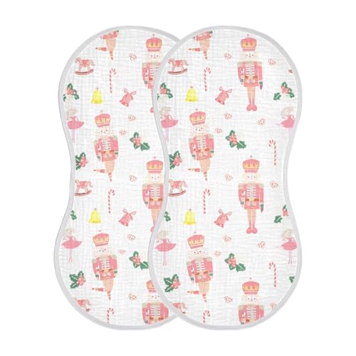 Burbuja Nutcracker Muslin Baby Burp Cloths, Soft & Absorbent Cotton Burping Rags for Newborn Boys & Girls, 2 Pack